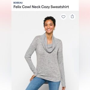 Bobeau Felix Heathered Grey Cowl Neck Sweatshirt Size XL